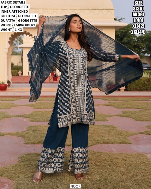 Designer Georgette Embroidered Suit Set With Dupatta For Women