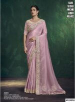 Two Tone Simmer Satin Silk Embroidered Saree For Women