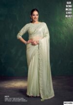 Two Tone Simmer Satin Silk Embroidered Saree For Women