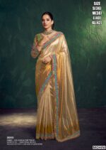 Two Tone Simmer Satin Silk Embroidered Saree For Women