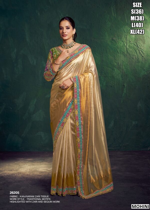 Two Tone Simmer Satin Silk Embroidered Saree For Women