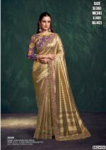 Two Tone Simmer Satin Silk Embroidered Saree For Women