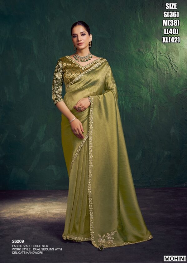 Two Tone Simmer Satin Silk Embroidered Saree For Women