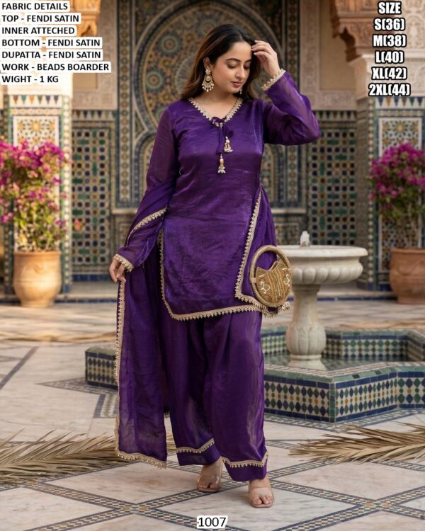 Stylish Fendi Satin Party Wear Suit Set For Women