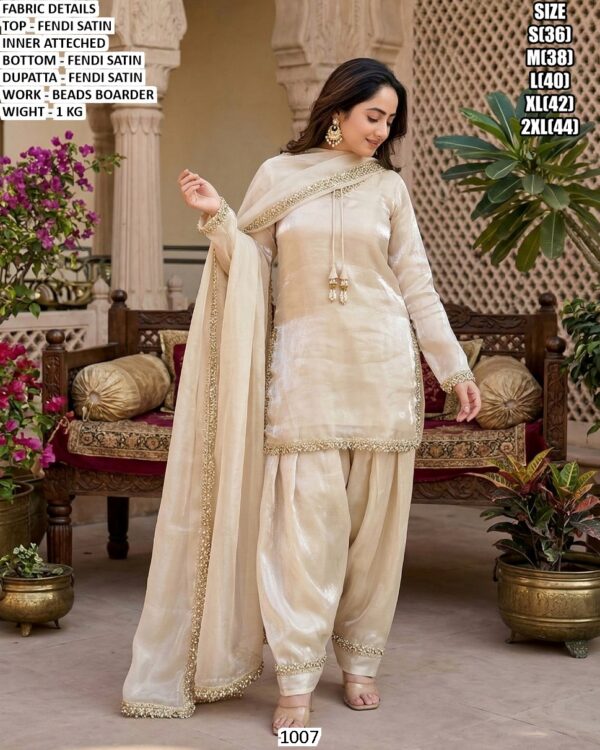 Stylish Fendi Satin Party Wear Suit Set For Women