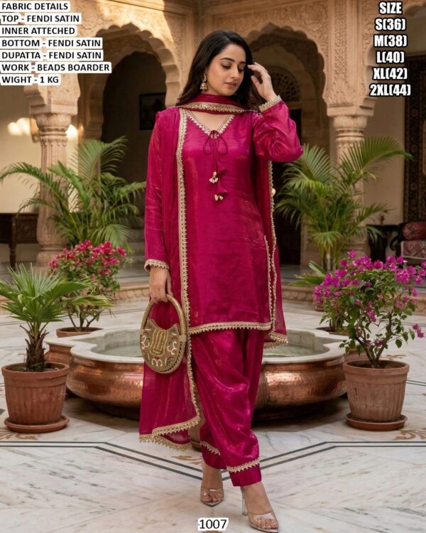 Stylish Fendi Satin Party Wear Suit Set For Women