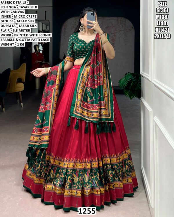 Women’s Premium Tasar Silk Lehenga Set With Gotta Patti Lace