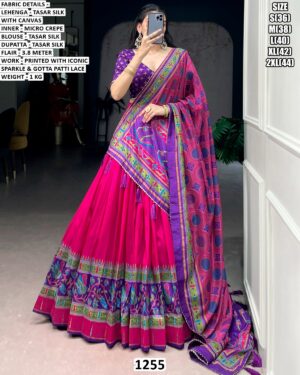 Women’s Premium Tasar Silk Lehenga Set With Gotta Patti Lace