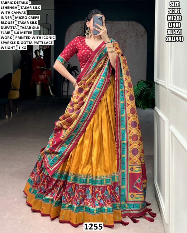 Women’s Premium Tasar Silk Lehenga Set With Gotta Patti Lace