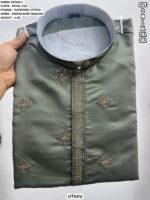 Royal Silk Men’s Kurta Pajama Set With Embroidery Sequins Work