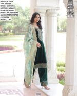 Velvet Embroidered Suit Set With Fendy Dupatta For Women