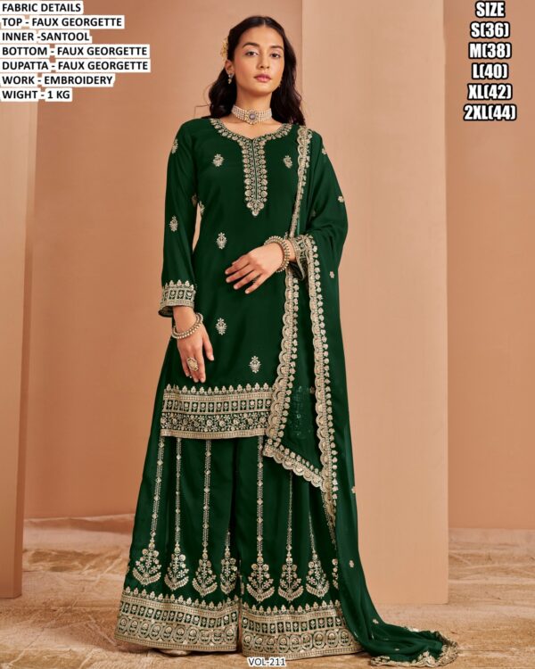 Designer Faux Georgette Embroidered Suit Set With Dupatta For Women