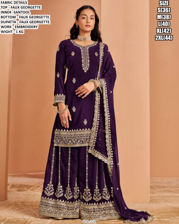 Designer Faux Georgette Embroidered Suit Set With Dupatta For Women