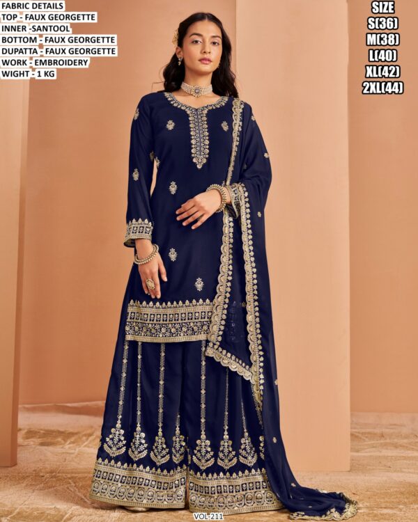 Designer Faux Georgette Embroidered Suit Set With Dupatta For Women