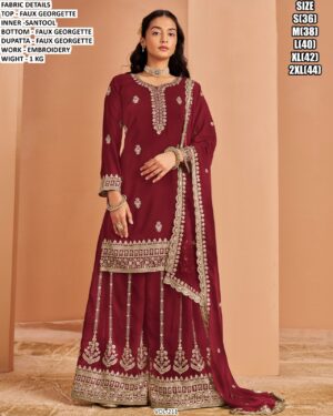 Designer Faux Georgette Embroidered Suit Set With Dupatta For Women