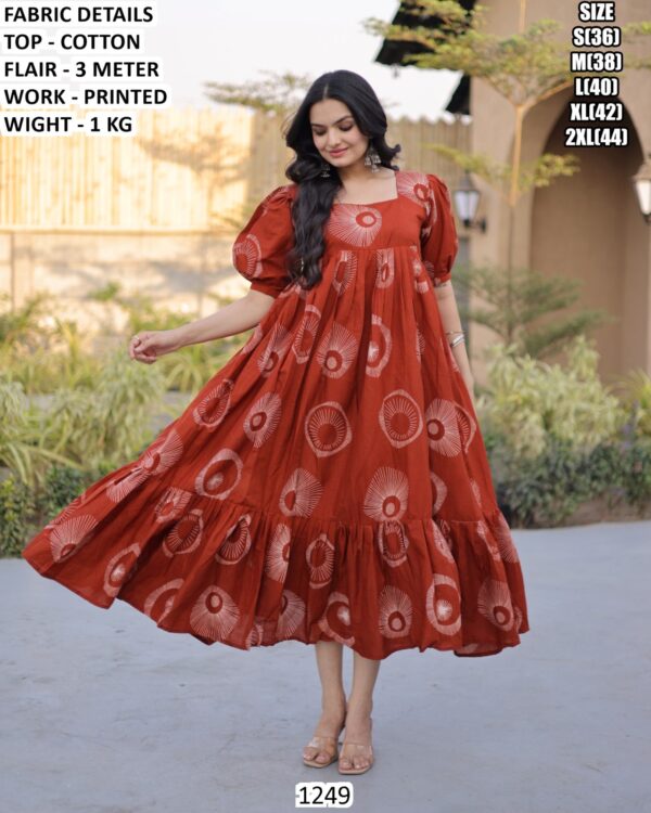 Women's Printed Cotton Flared Dress