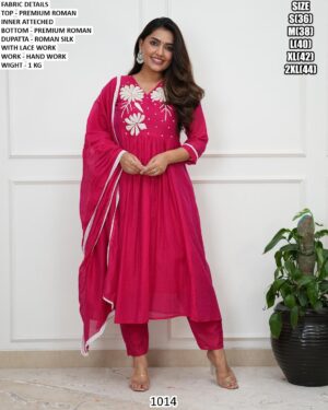 Roman Hand Work Suit Set with Lace Work Dupatta For Women