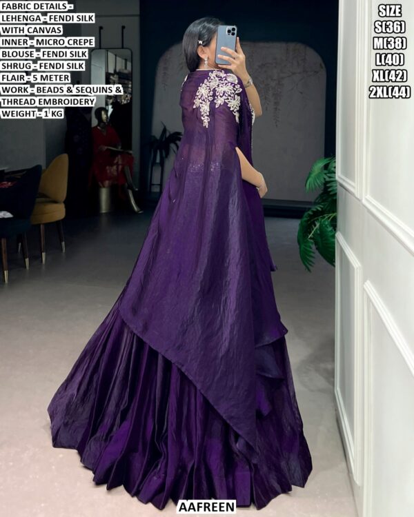 Fendi Silk Embroidered Lehenga Set With Stylish Shrug For Women