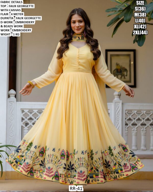 Premium Faux Georgette Embroidered Anarkali with Dupatta For Women