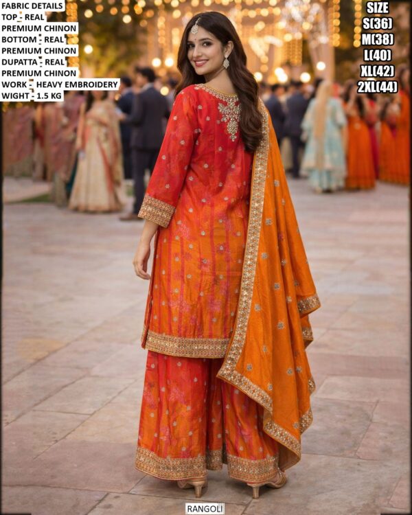 Real Premium Chinon Suit Set With Heavy Embroidery