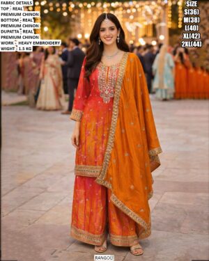 Real Premium Chinon Suit Set With Heavy Embroidery