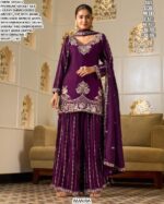 Premium Gorget Silk Embroidered Sharara Set For Ladies