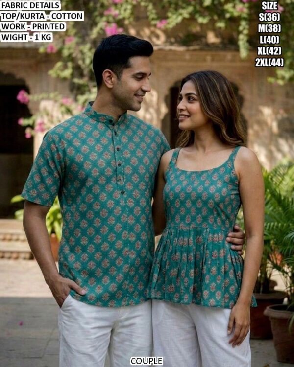 Printed Cotton Couple Outfit For Modern Matching Fashion
