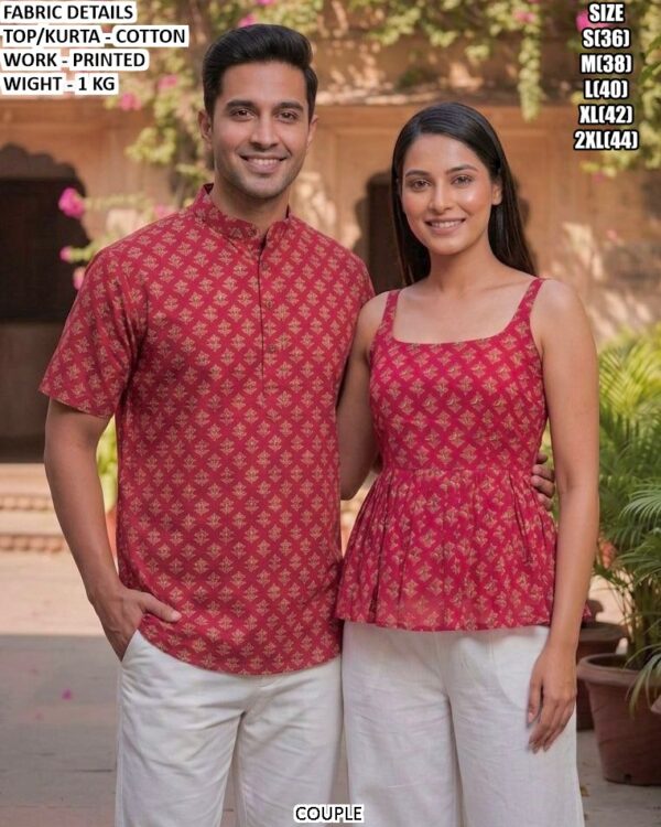 Printed Cotton Couple Outfit For Modern Matching Fashion