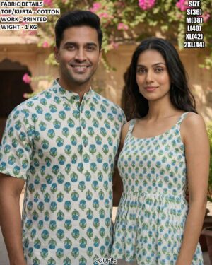 Printed Cotton Couple Outfit For Modern Matching Fashion