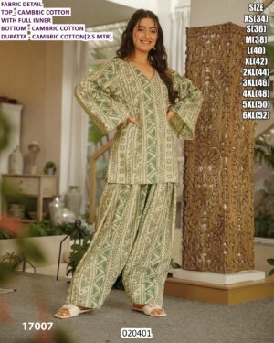 Women’s Cambric Cotton Printed Co Ord Set With Dupatta