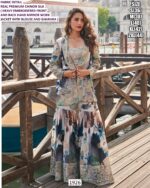 Elegent Designer Jacket Gharara Set For Ladies