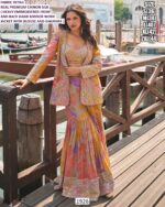 Elegent Designer Jacket Gharara Set For Ladies