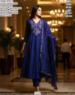 Stylish Chanderi Silk Suit Set With Elegant Embroidery For Women