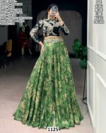 Elegent Lehenga Set With Printed Flare And Thread Embroidery