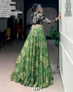 Elegent Lehenga Set With Printed Flare And Thread Embroidery