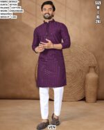 Men’s Rayon Kurta Pajama With Chikankari Sequence Work