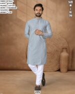 Men’s Rayon Kurta Pajama With Chikankari Sequence Work