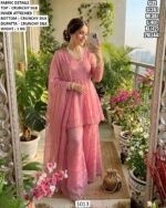 Elegent Crunchy Silk Suit Set With Coordinated Dupatta For Women