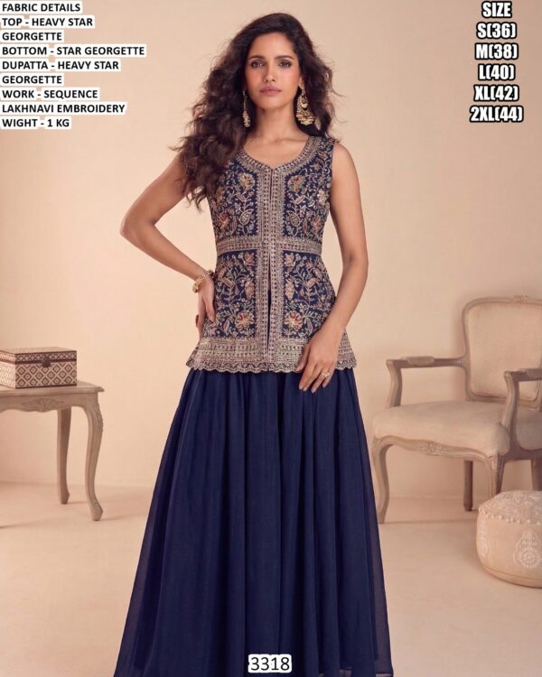 Beautiful Gharara Suit Set With Lakhnavi Embroidery For Women