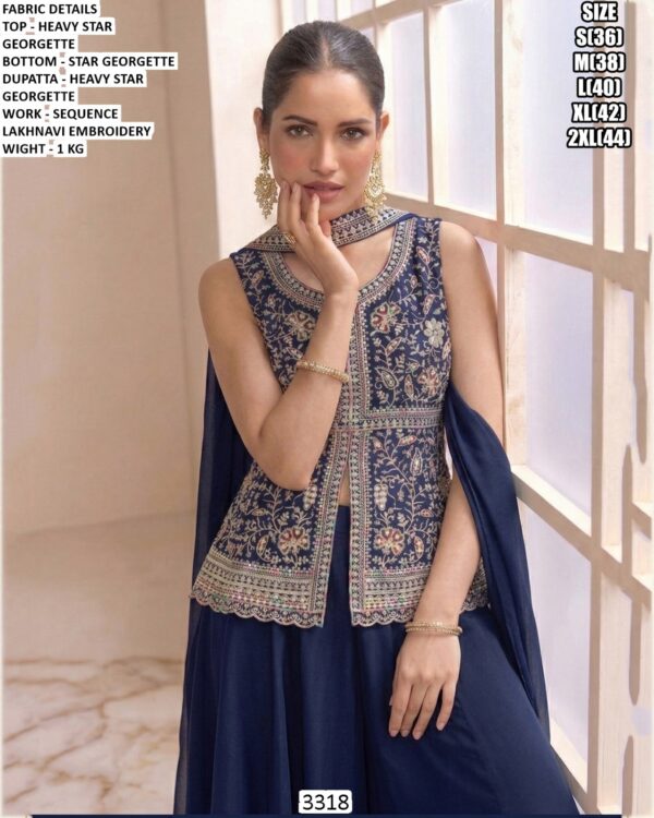 Beautiful Gharara Suit Set With Lakhnavi Embroidery For Women