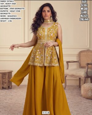 Beautiful Gharara Suit Set With Lakhnavi Embroidery For Women