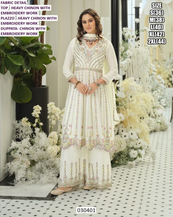 Chinon Palazzo Suit Set With Embroidery For Women