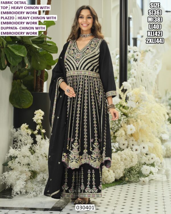 Chinon Palazzo Suit Set With Embroidery For Women