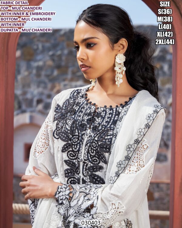 Designer Mul Chanderi Suit Set With Embroidery For Women