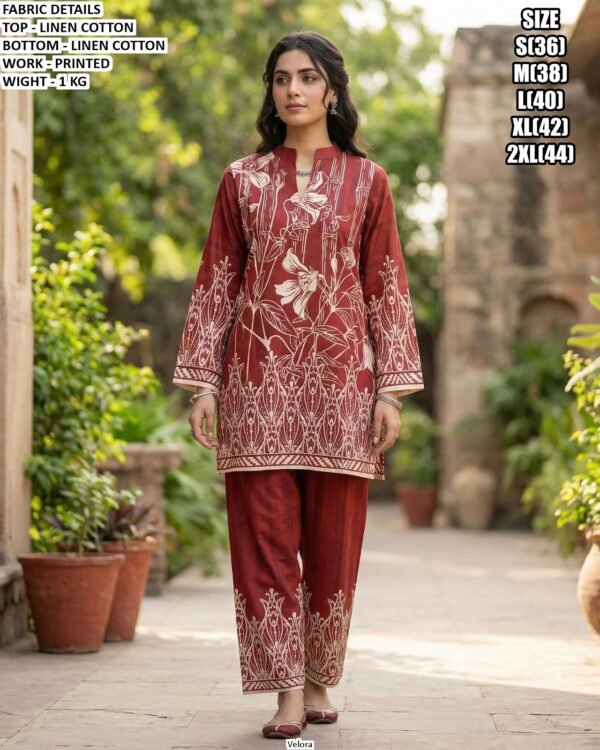 Premium Printed Linen Cotton Co-Ord Set For Women