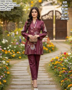 Premium Printed Linen Cotton Co-Ord Set For Women