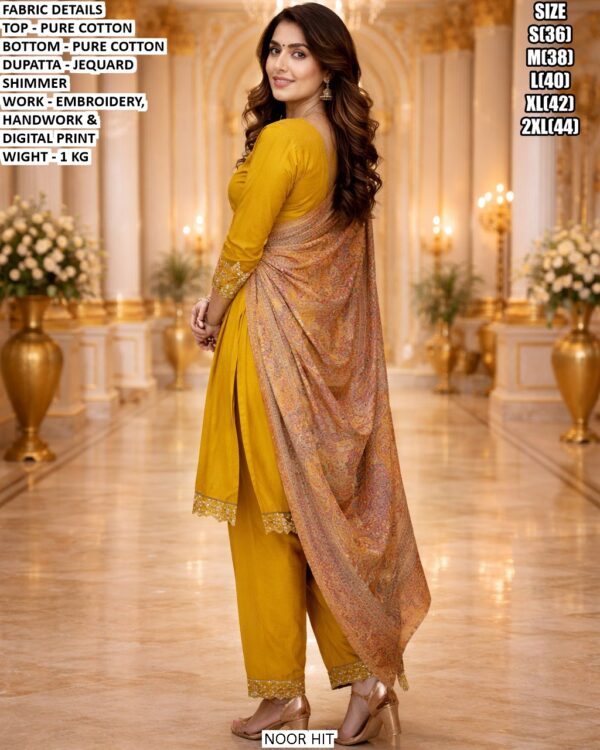 Premium Designer Cotton Suit Set With Embroidery And Handwork For Women