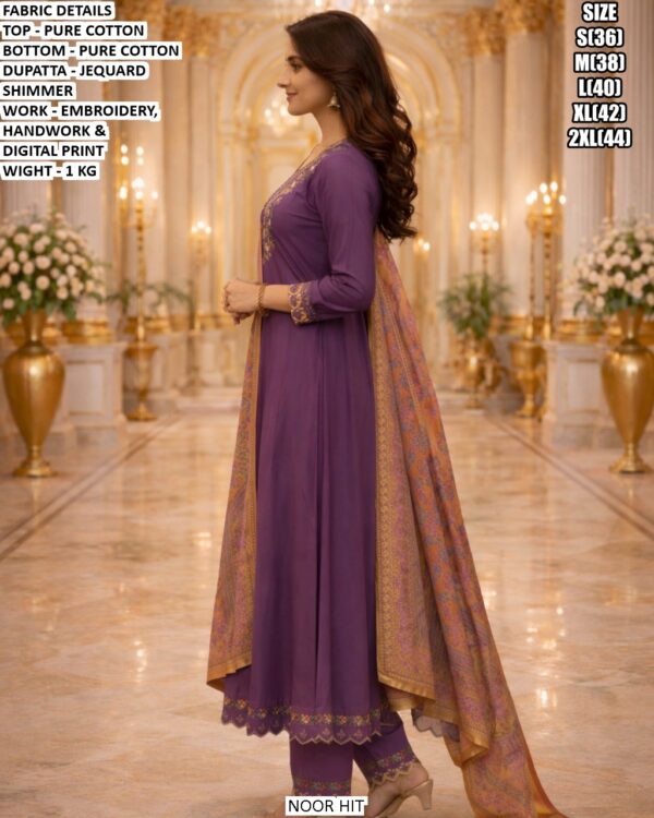 Premium Designer Cotton Suit Set With Embroidery And Handwork For Women