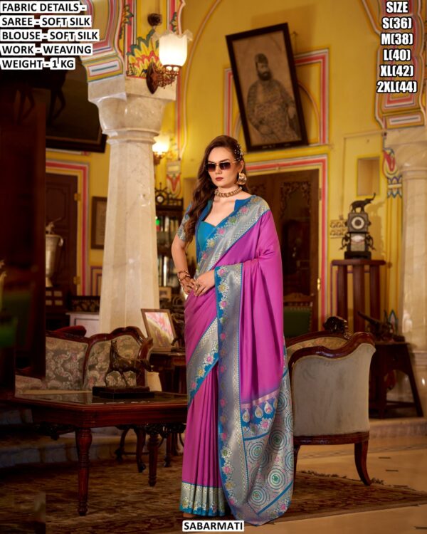 Elegant Party Wear Saree For Women With Rich Weaving Design