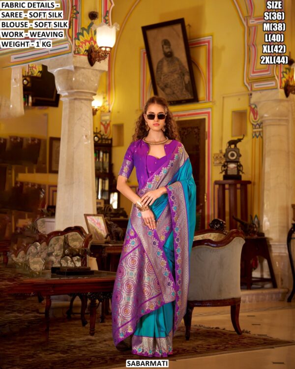 Elegant Party Wear Saree For Women With Rich Weaving Design